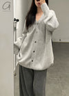 Mutedance 24 Autumn and Winter Button Cashmere Sweater MD-MD24FW125-GRAY MD24FW125 MD24FW126